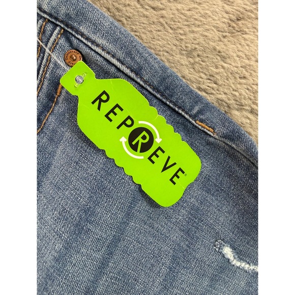 NWT Democracy Jeans 16 Mid Rise Ab Technology Ankle Length Distressed Blue Denim - Picture 12 of 14